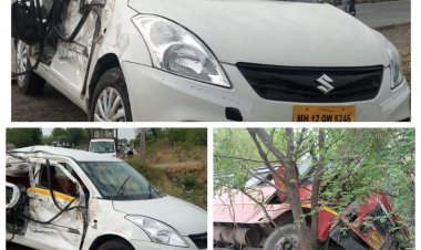 बसच्या जोरदार धडकेत एक ठार दोन गंभीर जखमी .नगर औरंगाबाद हायवे वर भीषण अपघात.