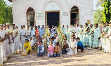 देडगाव येथे फेयर बँक मेमोरियल चर्च च्या वतीने झावळ्याचा रविवार हा सण मोठ्या उत्साहात साजरा.