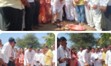 नेवासा ﻿तालुक्यातील खामगाव येथे आमदार विठ्ठलराव लंघे यांच्या विशेष प्रयत्नातून मंजूर झालेल्या ३० लक्ष रुपये किमतीच्या विविध विकास कामाचा शुभारंभ आमदार विठ्ठलराव लंघे व जिल्हा परिषद कुकानागटाच्या सदस्य तेजश्री विठ्ठलराव लंघे-नवले यांच्या हस्ते संपन्न....