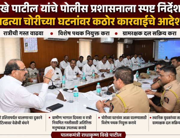 विखे पाटील ॲक्शन मोडवर; वाढत्या चोरीच्या घटनांवर कठोर कारवाईचे आदेश
