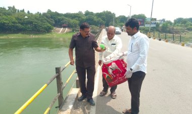 पर्यावरण प्रदूषण निवारण मंडळाचे जिल्हाध्यक्ष बाळासाहेब डोंगरे यांनी पर्यावरण प्रेमी सदस्यांना सोबत घेऊन पुलावरील प्लास्टिक पिशव्या घेतल्या काढून ;नदीचा पूल झाला एकदम स्वच्छ .